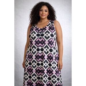 112 Jennifer Lopez JLo Dress 3X NWT Sleeveless Geometric Pink Black Maxi